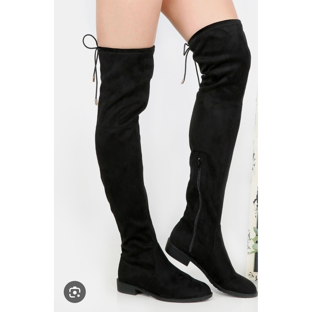 No Boundaries Women's Over the Knee Micro Suede Stretch Black Boots – Sz 6 W